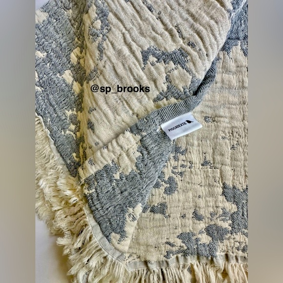 🎁Piscatextil Throw Blanket - Midnight Blue Splatter - Blue and Oatmeal - Cotton - Picture 6 of 7